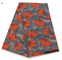 HKM-071763 Vibrant 100% Cotton African Wax Fabric - 6 Yards (5.5 Meters) Uncut
