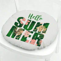 HKM-071891 Geometric Floral Chair Cushion in Green Leaves Pattern - Polyester, 40x40 cm