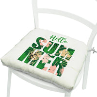 HKM-071891 Geometric Floral Chair Cushion in Green Leaves Pattern - Polyester, 40x40 cm