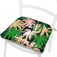 HKM-071891 Geometric Floral Chair Cushion in Green Leaves Pattern - Polyester, 40x40 cm