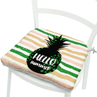 HKM-071891 Geometric Floral Chair Cushion in Green Leaves Pattern - Polyester, 40x40 cm