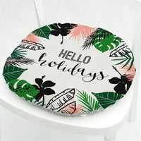 HKM-071891 Geometric Floral Chair Cushion in Green Leaves Pattern - Polyester, 40x40 cm