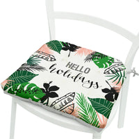 HKM-071891 Geometric Floral Chair Cushion in Green Leaves Pattern - Polyester, 40x40 cm
