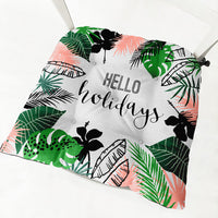 HKM-071891 Geometric Floral Chair Cushion in Green Leaves Pattern - Polyester, 40x40 cm