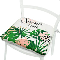 HKM-071891 Geometric Floral Chair Cushion in Green Leaves Pattern - Polyester, 40x40 cm