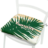 HKM-071891 Geometric Floral Chair Cushion in Green Leaves Pattern - Polyester, 40x40 cm