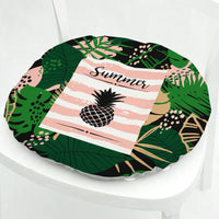 HKM-071891 Geometric Floral Chair Cushion in Green Leaves Pattern - Polyester, 40x40 cm