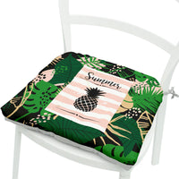 HKM-071891 Geometric Floral Chair Cushion in Green Leaves Pattern - Polyester, 40x40 cm