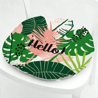 HKM-071891 Geometric Floral Chair Cushion in Green Leaves Pattern - Polyester, 40x40 cm