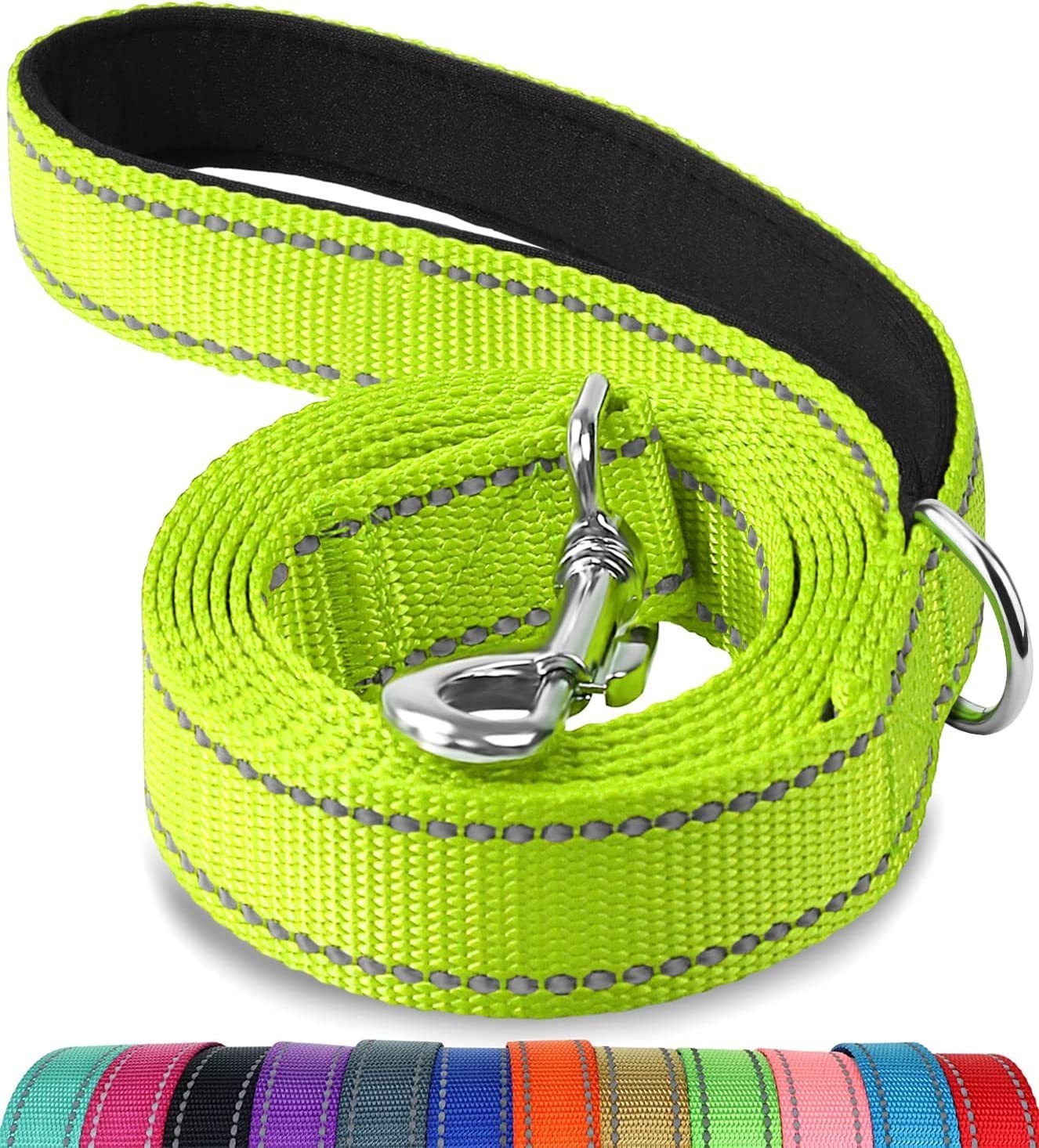 HKM-071891 Reflective Dog Leash with Comfortable Hand Grip - Available in Multiple Colors