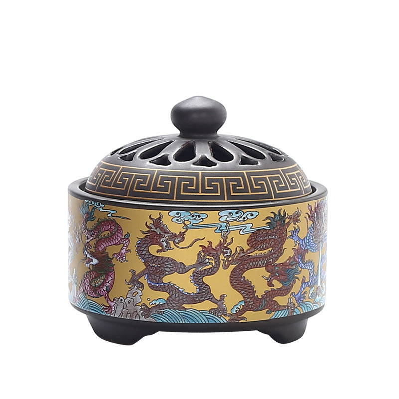 HKM-072019 Ceramic Cloisonne Incense Burner - Handmade Classic Design with Enamel Finishing