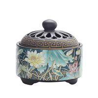 HKM-072019 Ceramic Cloisonne Incense Burner - Handmade Classic Design with Enamel Finishing