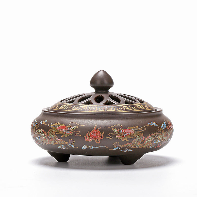 HKM-072019 Ceramic Cloisonne Incense Burner - Handmade Classic Design with Enamel Finishing