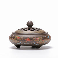 HKM-072019 Ceramic Cloisonne Incense Burner - Handmade Classic Design with Enamel Finishing
