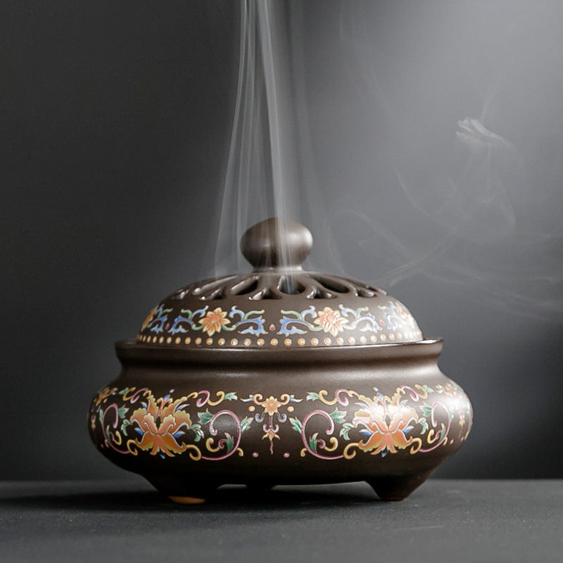 HKM-072019 Ceramic Cloisonne Incense Burner - Handmade Classic Design with Enamel Finishing