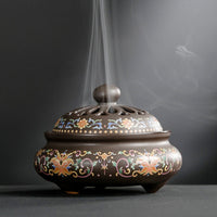 HKM-072019 Ceramic Cloisonne Incense Burner - Handmade Classic Design with Enamel Finishing