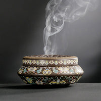 HKM-072019 Ceramic Cloisonne Incense Burner - Handmade Classic Design with Enamel Finishing