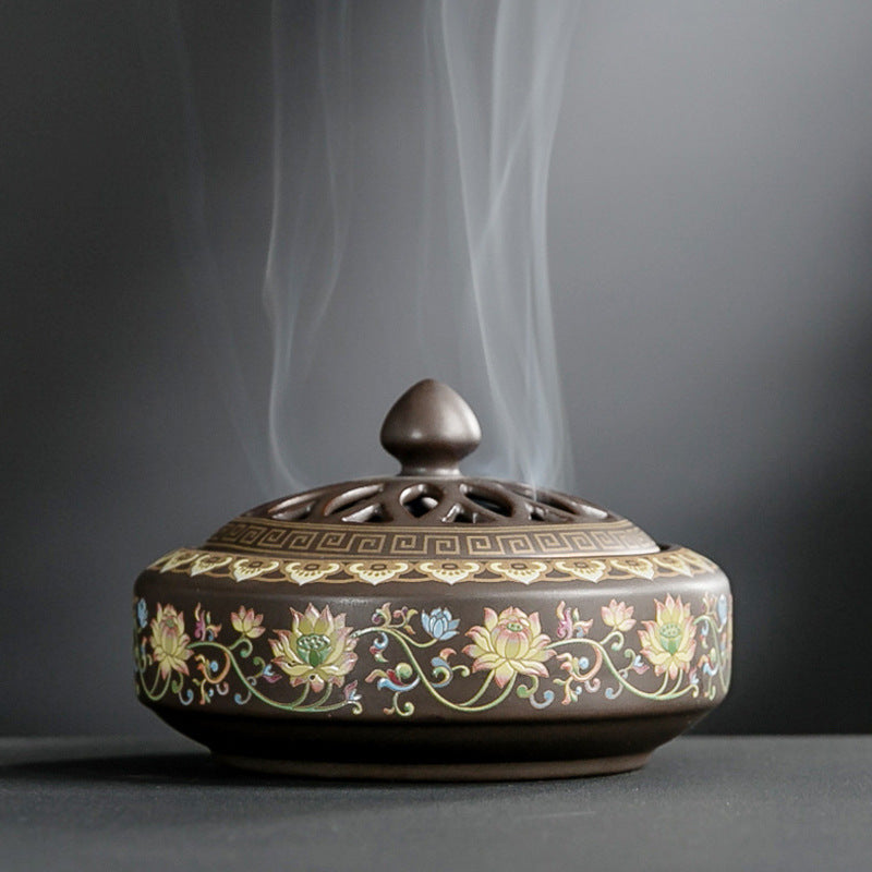 HKM-072019 Ceramic Cloisonne Incense Burner - Handmade Classic Design with Enamel Finishing