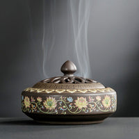 HKM-072019 Ceramic Cloisonne Incense Burner - Handmade Classic Design with Enamel Finishing