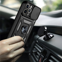 HKM-072339 Sliding Window Mobile Phone Case with Anti-Drop Magnetic Bracket for iPhone Models