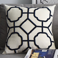 HKM-072467 Geometric Embroidered Cotton and Linen Pillowcase 50x50cm