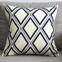 HKM-072467 Geometric Embroidered Cotton and Linen Pillowcase 50x50cm