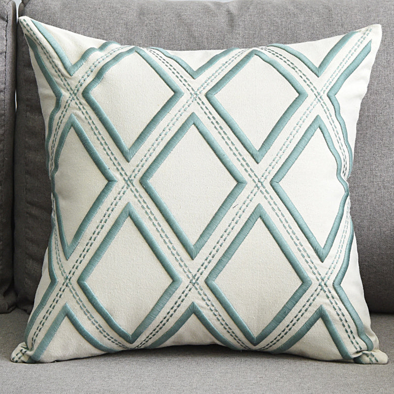 HKM-072467 Geometric Embroidered Cotton and Linen Pillowcase 50x50cm