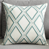 HKM-072467 Geometric Embroidered Cotton and Linen Pillowcase 50x50cm
