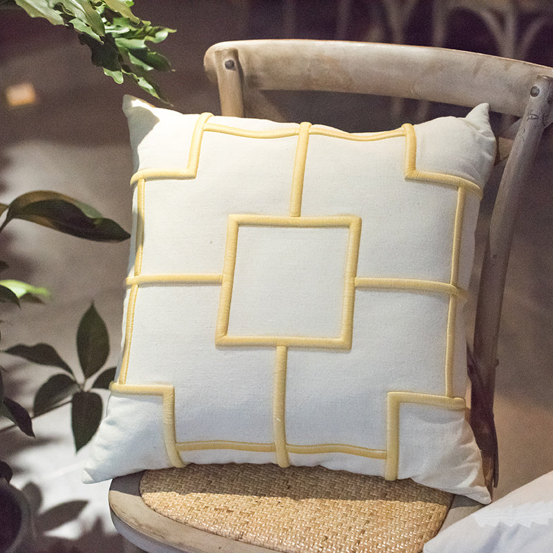 HKM-072467 Geometric Embroidered Cotton and Linen Pillowcase 50x50cm