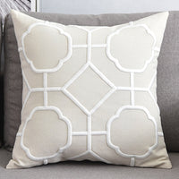 HKM-072467 Geometric Embroidered Cotton and Linen Pillowcase 50x50cm