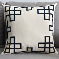 HKM-072467 Geometric Embroidered Cotton and Linen Pillowcase 50x50cm