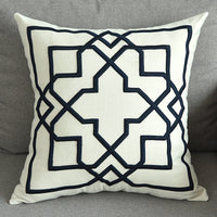 HKM-072467 Geometric Embroidered Cotton and Linen Pillowcase 50x50cm
