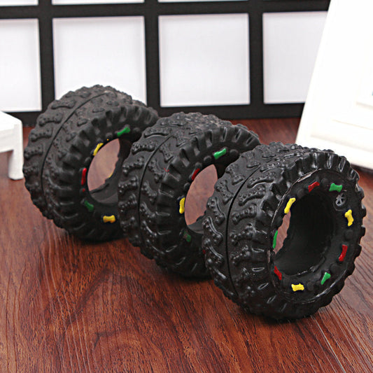 HKM-072531 Audible Small Tire Dog Toy with Glue - Engaging Sound for Playtime