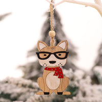 HKM-072531 Wooden Creative Christmas Tree Pendant with Animal and Car Designs