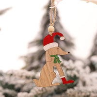 HKM-072531 Wooden Creative Christmas Tree Pendant with Animal and Car Designs