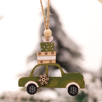 HKM-072531 Wooden Creative Christmas Tree Pendant with Animal and Car Designs