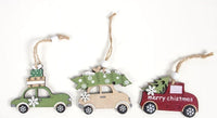 HKM-072531 Wooden Creative Christmas Tree Pendant with Animal and Car Designs