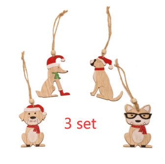 HKM-072531 Wooden Creative Christmas Tree Pendant with Animal and Car Designs