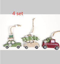 HKM-072531 Wooden Creative Christmas Tree Pendant with Animal and Car Designs