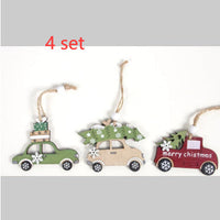 HKM-072531 Wooden Creative Christmas Tree Pendant with Animal and Car Designs