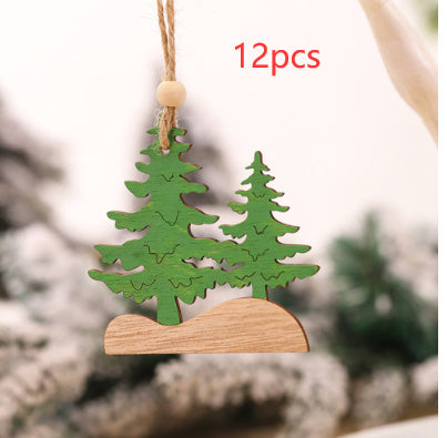 HKM-072531 Wooden Creative Christmas Tree Pendant with Animal and Car Designs