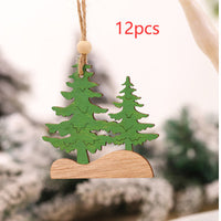 HKM-072531 Wooden Creative Christmas Tree Pendant with Animal and Car Designs