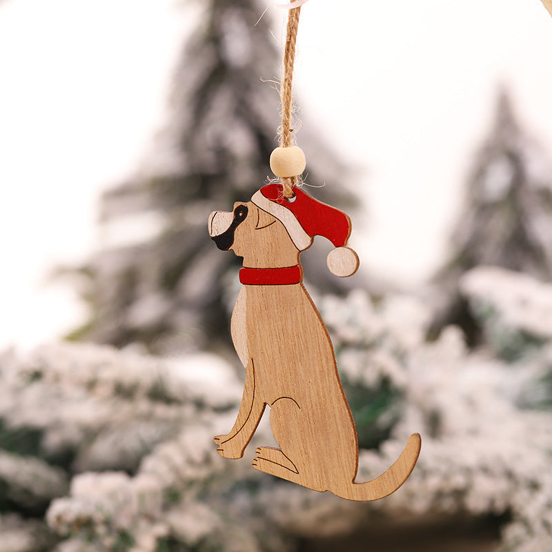 HKM-072531 Wooden Creative Christmas Tree Pendant with Animal and Car Designs