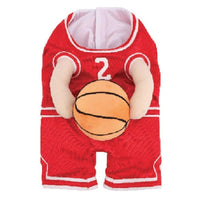 HKM-072723 Creative Dog Basketball Costume with Ball – Red and Yellow Options Available in Small, Medium, Large Sizes