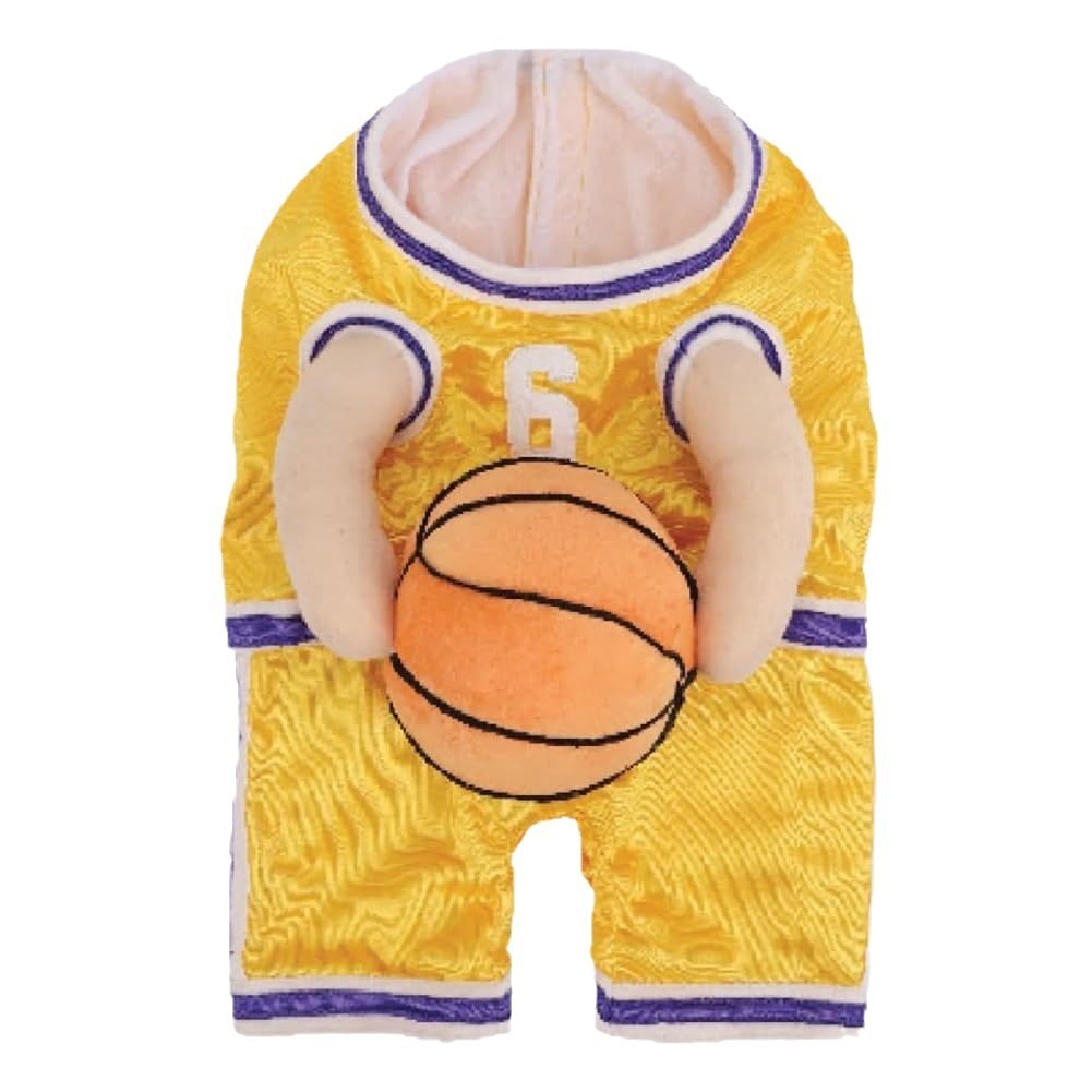 HKM-072723 Creative Dog Basketball Costume with Ball – Red and Yellow Options Available in Small, Medium, Large Sizes