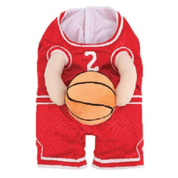 HKM-072723 Creative Dog Basketball Costume with Ball – Red and Yellow Options Available in Small, Medium, Large Sizes