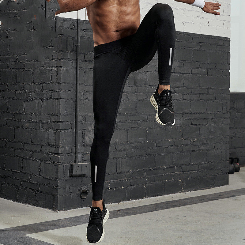 HKM-072787 Men's Casual Harem Fitness Pants with Elastic Waistband and Slim Fit Design in Black