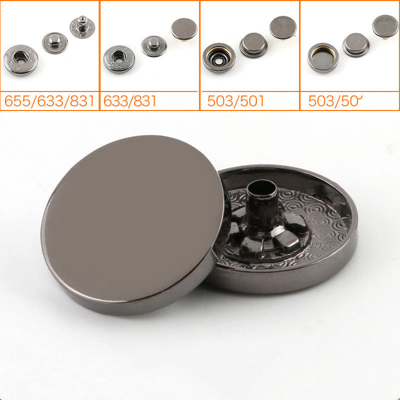 HKM-072915 Alloy Round Snap Buttons for Jackets and Denim Clothing – Stylish and Versatile