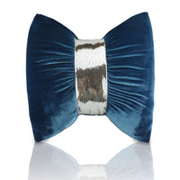 HKM-072915 Velvet Sequin Bow Throw Pillow Cushion - Plain Modern Style, 45x45cm or 60x60cm