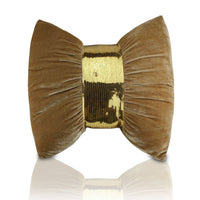 HKM-072915 Velvet Sequin Bow Throw Pillow Cushion - Plain Modern Style, 45x45cm or 60x60cm